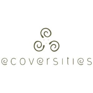 Ecoversities Alliance logo: an olive-green triple-spiral triskelion above the lowercase 'ecoversities' wordmark.