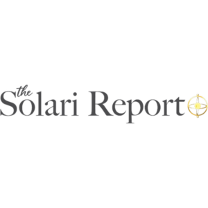 The Solari Report logo: the words 'the Solari Report' in dark grey serif type beside a small gold armillary-sphere icon.